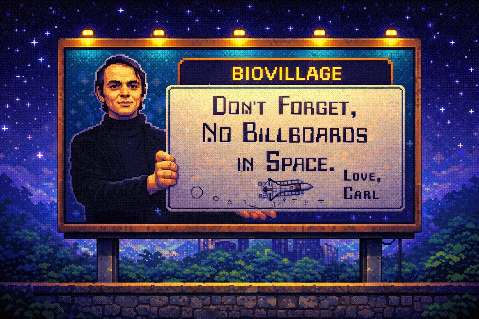 Carl's Billboard — Don't forget, no billboards in space. Love, Carl